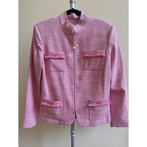 NWT $545 ST. JOHN TWEED PINK BLAZER GOLDEN HART KEY DETAILS TIMELESS STYLE M